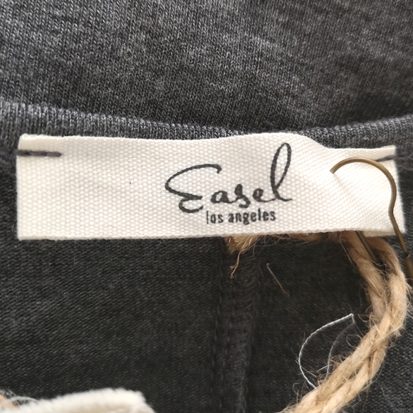 Easel Los Angeles Dress Tunic Ruffle Hem Gray Long Sleeve Stretch Medium Large - Picture 7 of 9